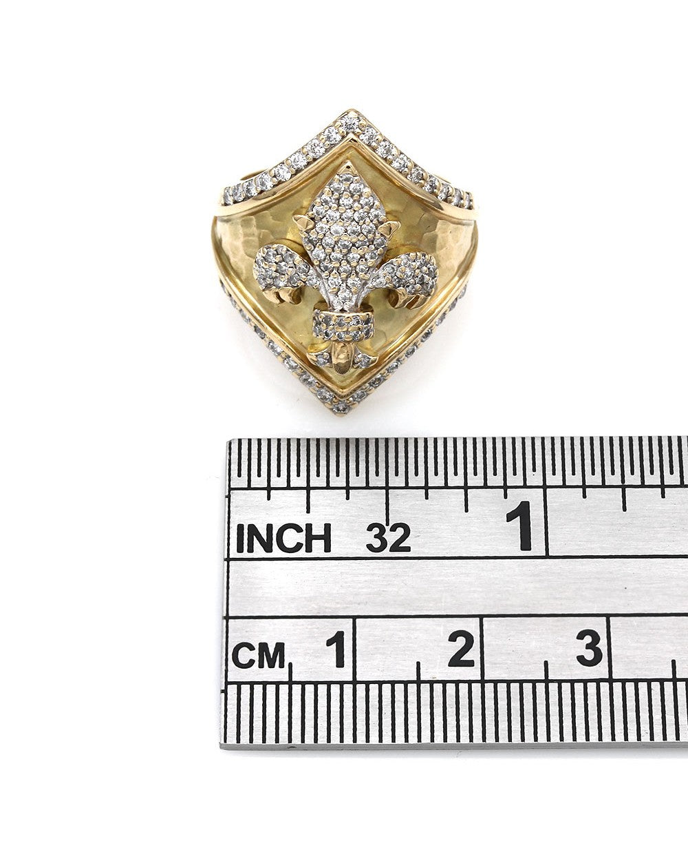 14KY Diamond Pave Fleur de Lis Ring