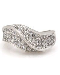 Pave Diamond Wave Ring in White Gold