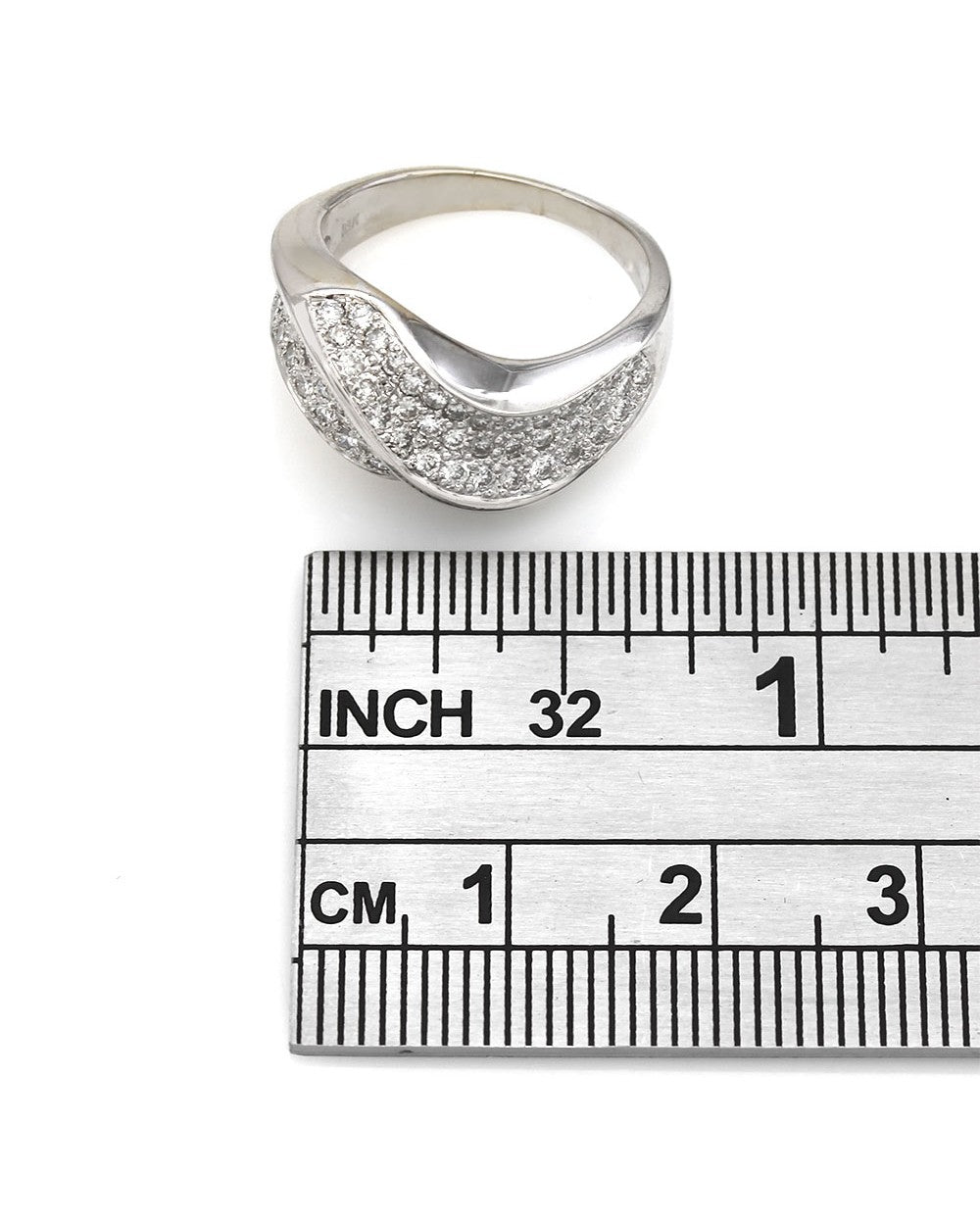 Pave Diamond Wave Ring in White Gold