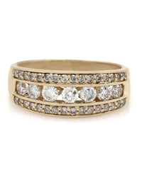 3 Row Diamond Tapered Band in Gold