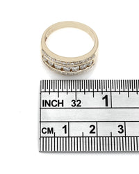 3 Row Diamond Tapered Band in Gold