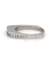 Square Top, High Polish, Channel Set Round Diamond Band in 14k White Gold