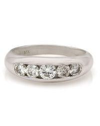 Five Stone Round Diamond Channel Set Band in 14k White Gold