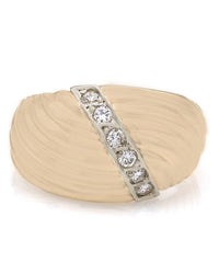 Wide Twist Style Round Diamond Ring in 14k Yellow Gold