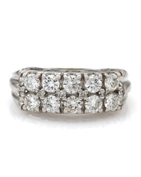 Two Row Prong Set Diamond Ring in 14kw