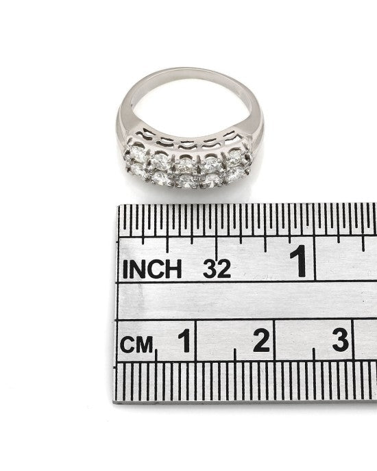 Two Row Prong Set Diamond Ring in 14kw
