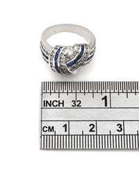 Sapphire and Diamond 3 Row Crossover Ring