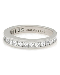 Channel Set Square Emerald Cut Diamond Band in Platinum