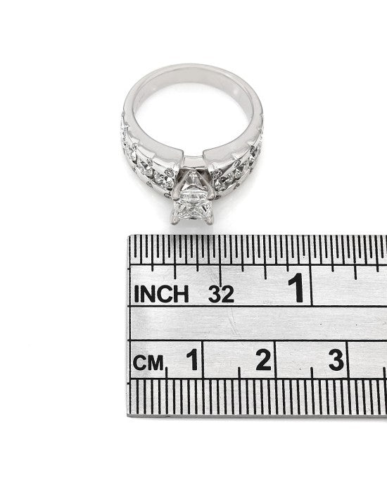 Channel and Flush Set Diamond Engagement Ring with 1ct Princess Center in 14kw