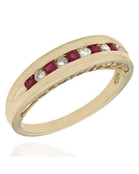 14KY Alt Ruby/Dia Ring with Heart Accents
