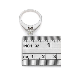 Princess Cut Diamond Channel Ring with Radiant Diamond Center in 14k White Gold