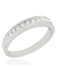 Channel Set Diamond Band with Princess Cut Diamonds in 14k White Gold