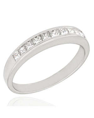Channel Set Diamond Band with Princess Cut Diamonds in 14k White Gold