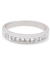 Channel Set Diamond Band with Princess Cut Diamonds in 14k White Gold