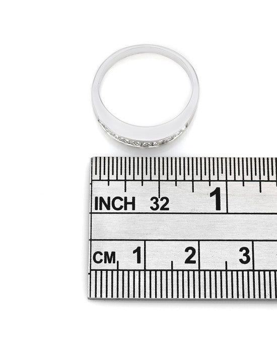 Channel Set Diamond Band with Princess Cut Diamonds in 14k White Gold