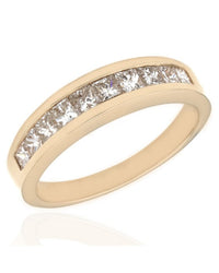 High Polish Princess Diamond Channel Band in 14k Yellow Gold
