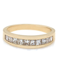 High Polish Princess Diamond Channel Band in 14k Yellow Gold