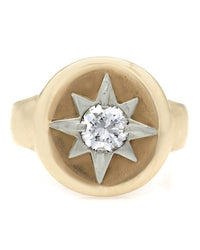 14K Diamond Solitaire Star Ring