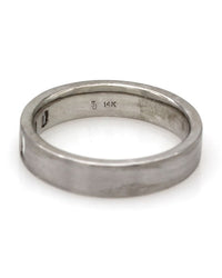 Flush Set Three Stone Baguette Diamond Band with Satin Finish in 14k White Gold
