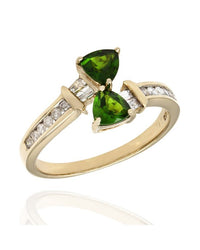 14KY Peridot and Diamond Ring