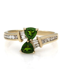 14KY Peridot and Diamond Ring