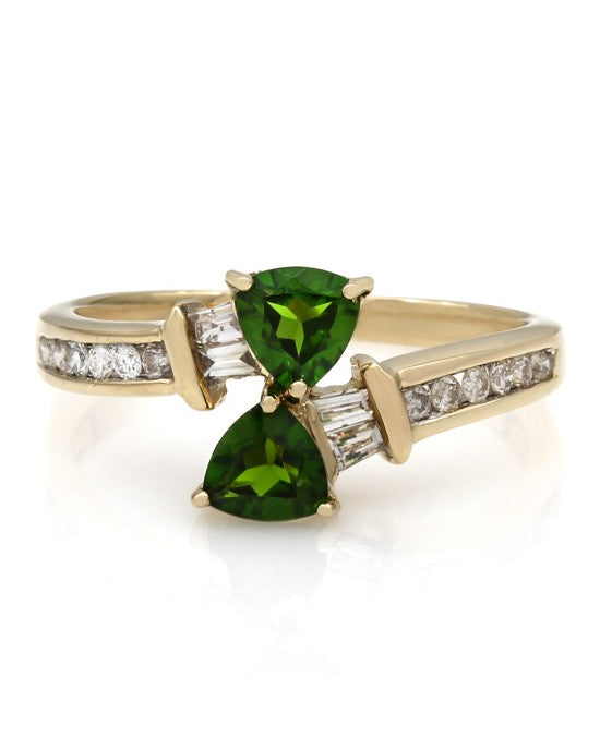 14KY Peridot and Diamond Ring