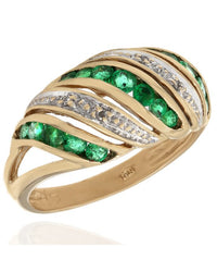 Emerald and Diamond Dome Ring