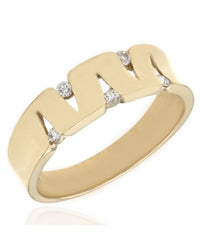 14K Gentleman's Zig Zag Ring with Diamond Accents
