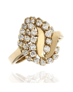 Diamond Swirl Cluster Ring 14K