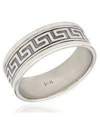 18KW Greek Key Band Ring