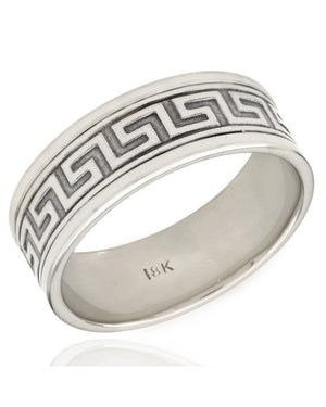 18KW Greek Key Band Ring