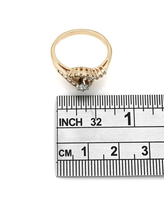 Diamond Bypass Ring in 14K Yellow Gold