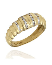 18K 4 Row Diamond Dome Ring