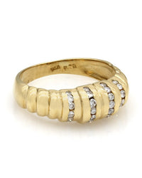 18K 4 Row Diamond Dome Ring