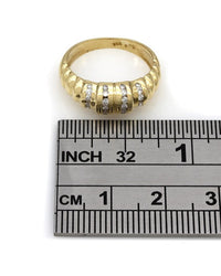 18K 4 Row Diamond Dome Ring