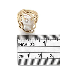 Baroque Pearl and Diamond Accent Ring in Yellow Gold