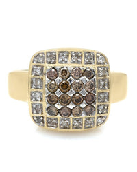 Champagne and White Diamond Halo Ring