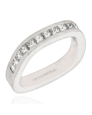 Platinum Princess Diamond Ring with Square Shank