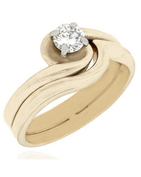Diamond Solitaire Bypass Wedding Ring Set