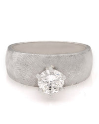 Brushed Finish Diamond Solitaire Engagement Ring