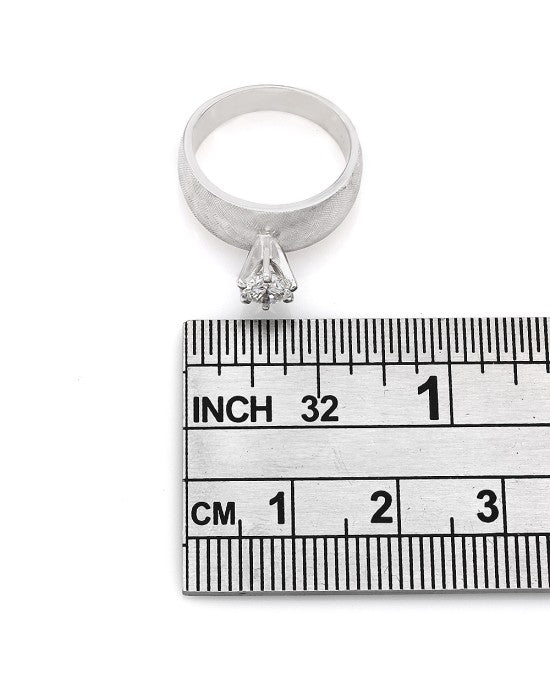 Brushed Finish Diamond Solitaire Engagement Ring