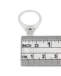 Round Brilliant Solitaire Ring with Round Diamond Accents in 14k White Gold