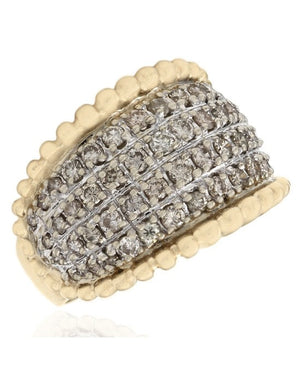Diamond Pave Beaded Edge Fashion Ring