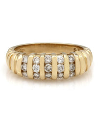 Five Row Vertical Channel Diamond Band in 14k Yellow Gold