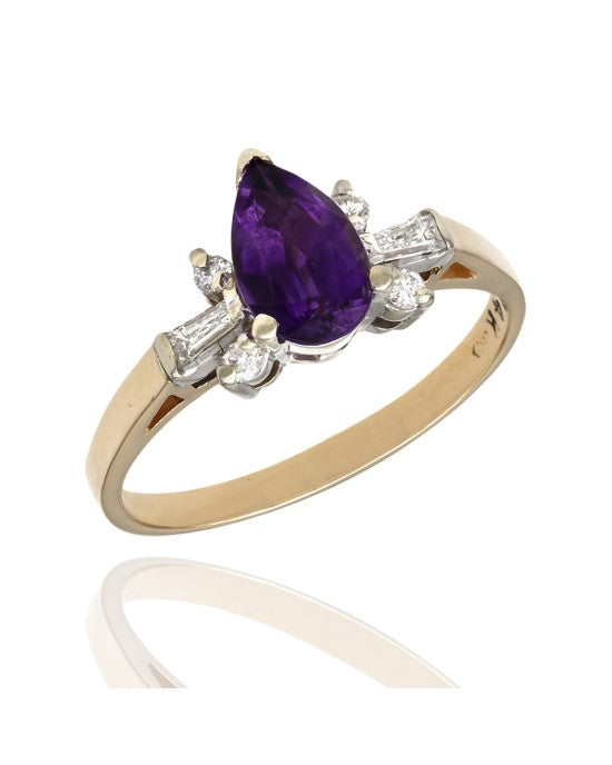 Amethyst and Diamond Ring in Gold