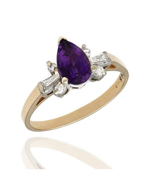 Amethyst and Diamond Ring in Gold