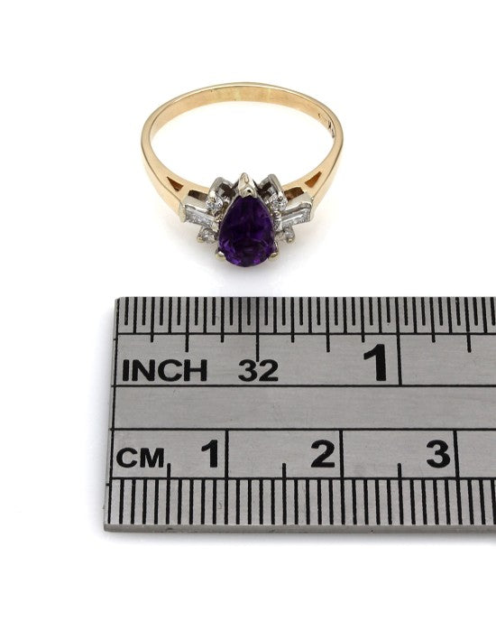 Amethyst and Diamond Ring in Gold
