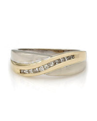 2 Tone Princess Diamond Bypass Ring