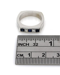 Alternating Princess Sapphire and Diamond Ring