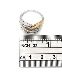 Diamond Bypass Ring in 2 Tone Gold